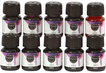 Flytende akvarellmaling, ass. farger, 30 ml/10 pk.