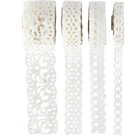 Papirblonde, hvit, B: 8–23 mm, 2 m / 4 stk.
