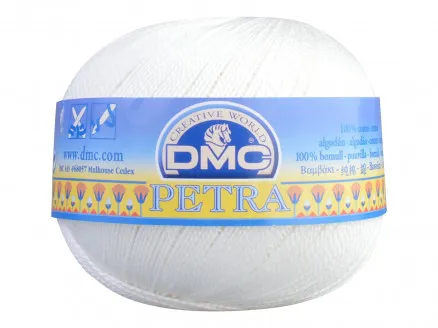 DMC Petra nr. 8 Heklegarn Ensfarget 54460 Råhvit