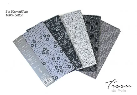 Tissu de Marie Fat Quarter Silver 50x57cm - 5 stk